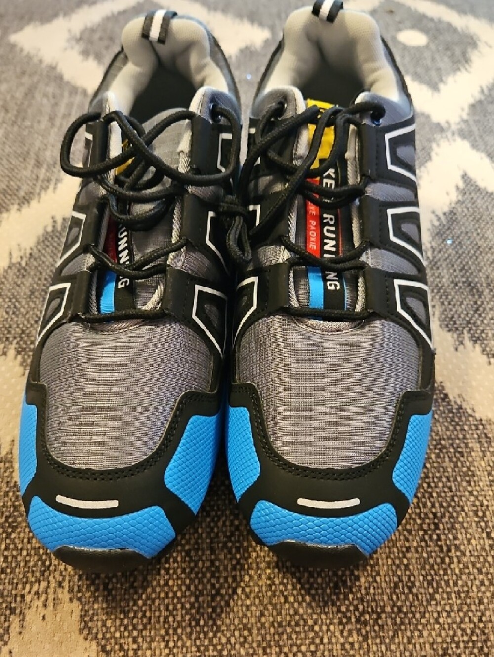 'SPEED' Athletic Sneakers in Gray, Black, Blue & Green - Picture 2 of 3